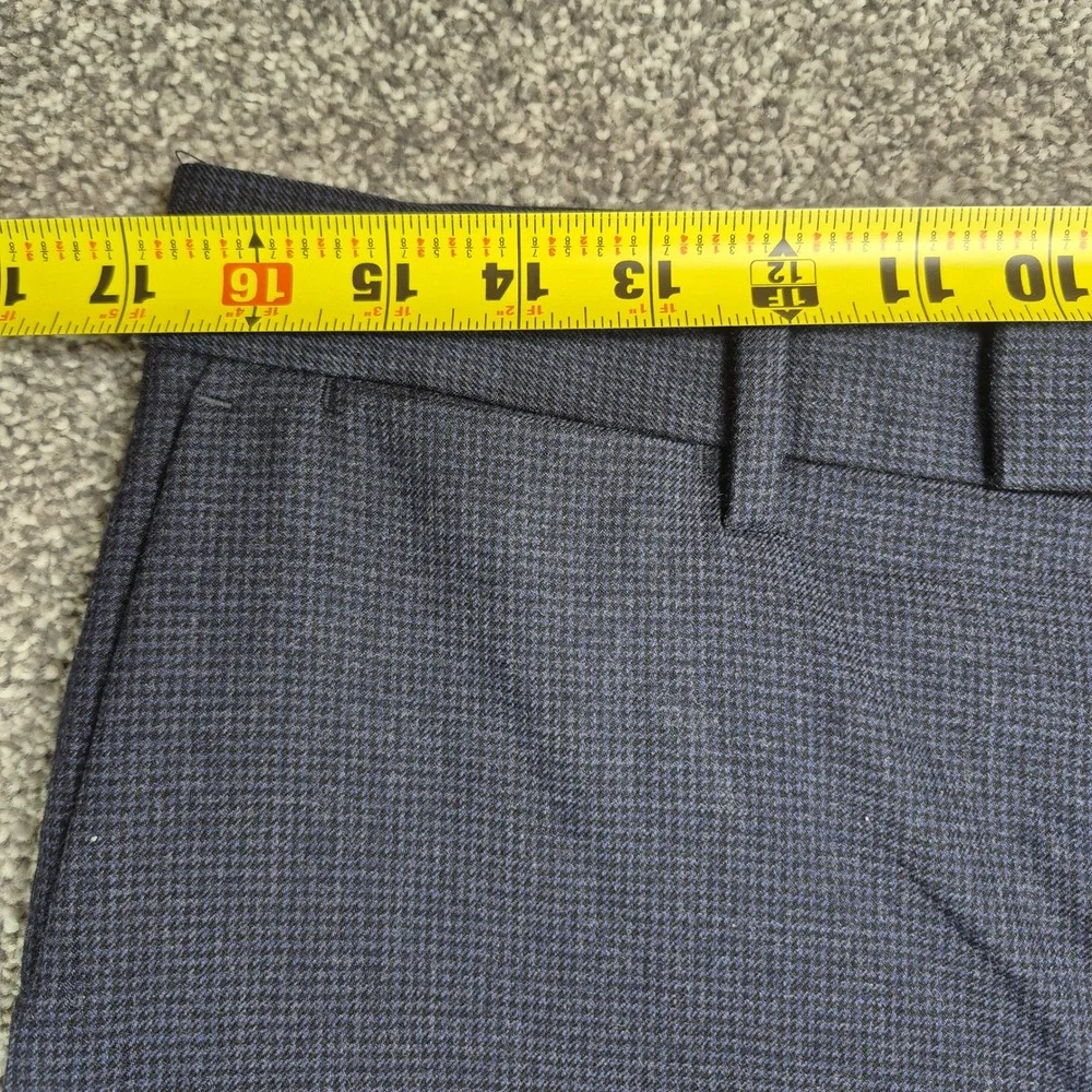 Banana Republic Dress Pants Mens 32x32 Blue Black Houndstooth Wool Tapered Fit